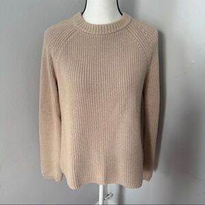 Jenni Kayne Cotton Fisherman Sweater Oatmeal Medium